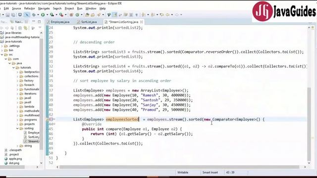 Java 8 Stream #3 - Sorting with Comparator Example смотреть онлайн