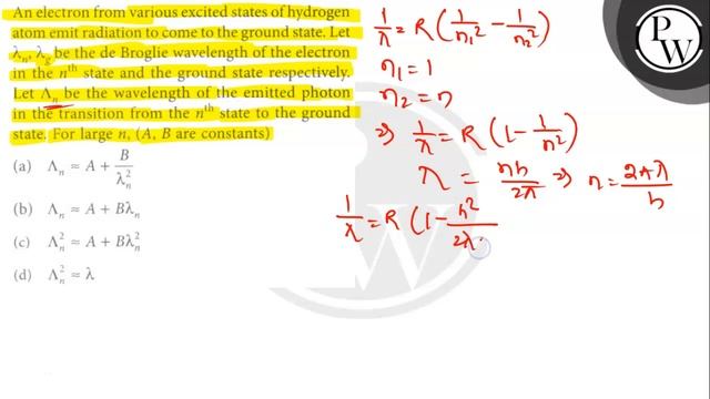 An electron from various excited states of hydrogen atom emit radiation to come to the ground sta.. смотреть онлайн