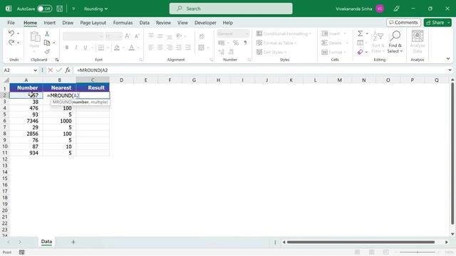 Advanced Rounding in Excel (Round to Nearest 5, 10, 100, 1000) | Vivekananda Sinha | Video 289 смотреть онлайн