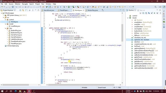 Game Dò Mìn (Minesweeper) JAVA - #6 Xử lý mở ô, thắng thua P.1 смотреть онлайн