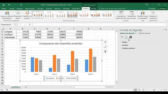 Excel - 1 Basique - Cours Graphique simple - histogramme смотреть онлайн