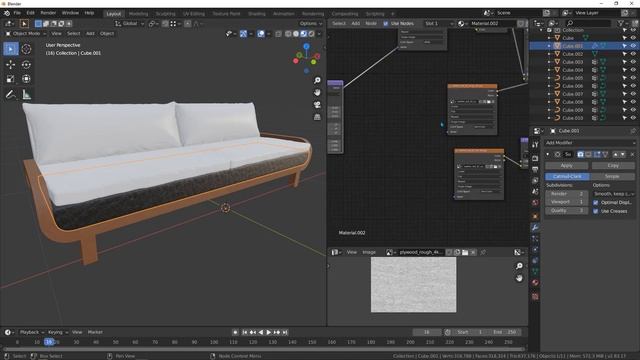 unwrapping and render the couch with Cycles and post-process with compositor Part 5 смотреть онлайн