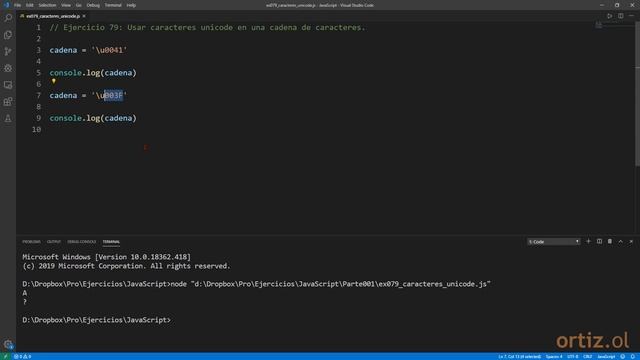JavaScript - Ejercicio 79: Usar Caracteres Unicode en una Cadena de Caracteres смотреть онлайн