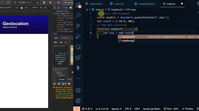 Html Css JavaScript Nagigator Geolocation with Mapbox. смотреть онлайн