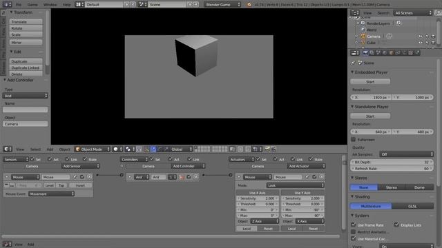 Blender Game Engine Basics Tutorial #2 : Mouse-Look Controls #b3d #gamelogic смотреть онлайн