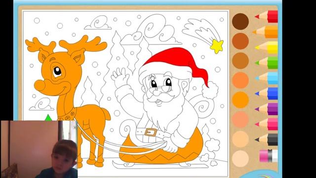 Малыш сам раскрашивает картинку на компьютере, The kid himself paints a picture on the computer.mp4