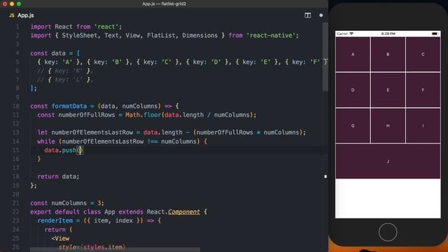 React Native FlatList Grid смотреть онлайн