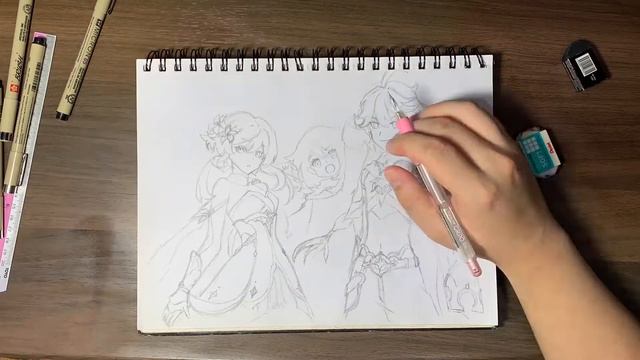 DRAWING GENSHIN IMPACT | The Twins and Paimon смотреть онлайн