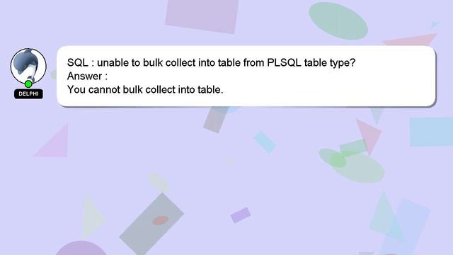 SQL : unable to bulk collect into table from PLSQL table type? смотреть онлайн