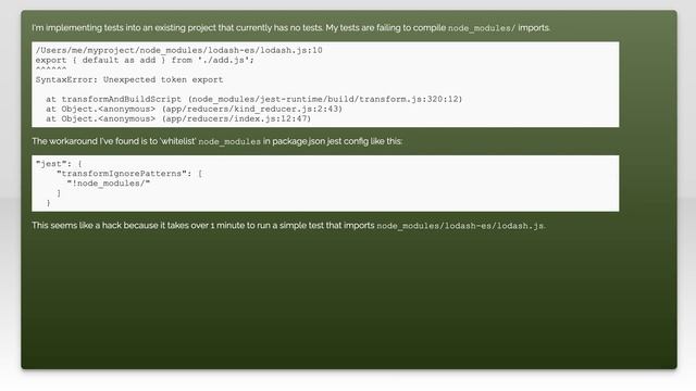 Jest setup "SyntaxError: Unexpected token export" смотреть онлайн