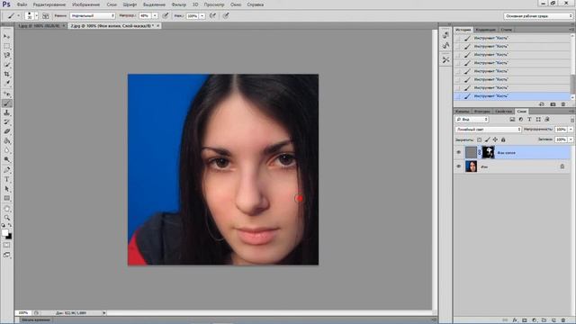 Как убрать прыщики и морщины. Урок Adobe Photoshop. смотреть онлайн