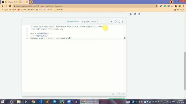 HackerRank Day 5: Poisson Distribution I solution in Python Programming | 10 Days Of Statistics смотреть онлайн