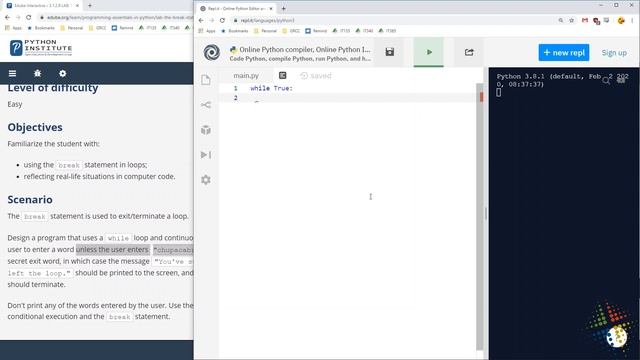 Python Institute lab 3.1.2.9 смотреть онлайн