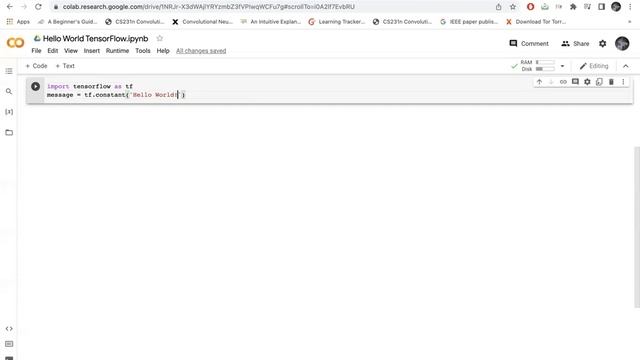 Print Hello World with TensorFlow. смотреть онлайн