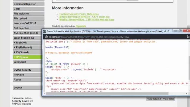 DVWA CSP Bypass (Low) смотреть онлайн