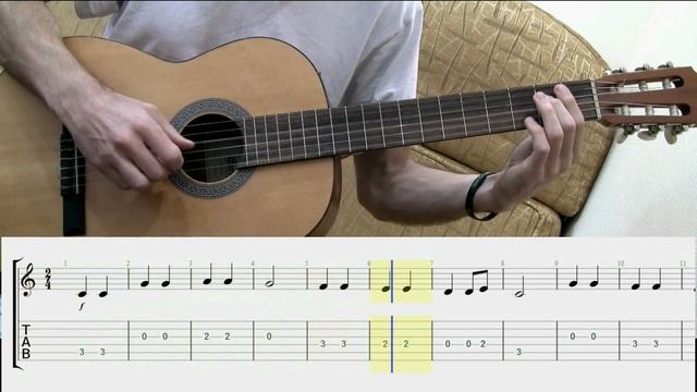 "Тема" - В. А. Моцарт (guitar lesson + TAB) смотреть онлайн