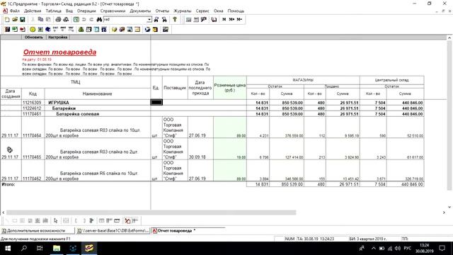 Отчет товароведа с общими остатками по магазину смотреть онлайн