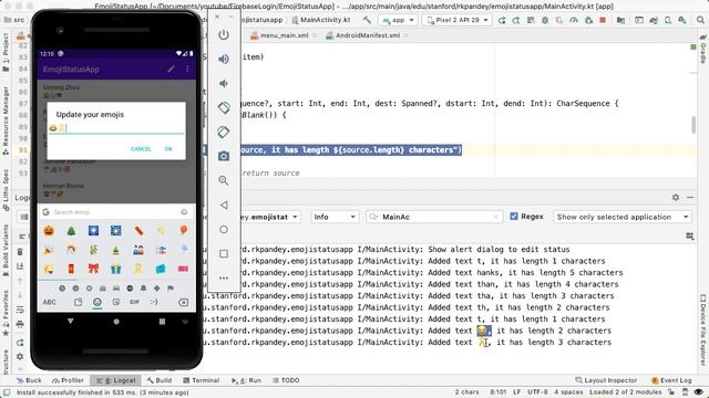 Restrict Input to Emoji - Kotlin Android app using Firebase: EmojiStatus Ep 6 смотреть онлайн