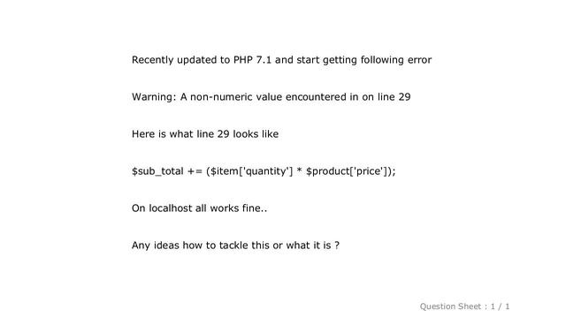 PHP : Warning: A non-numeric value encountered смотреть онлайн