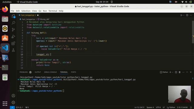 Menambahkan bilangan ke tanggal menggunakan python смотреть онлайн