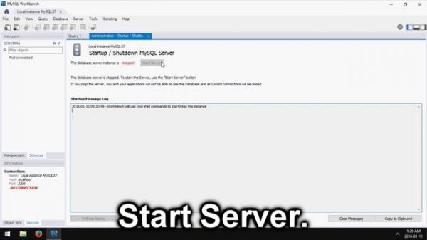 MySQL Workbench: How to Start/Stop Server