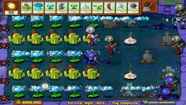 Best strategy Plants vs Zombies | Cactus vs Snow-pea vs Pogo Zombie Survival Night смотреть онлайн