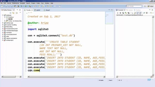 CRUD operations with Sqlite DB with Python смотреть онлайн