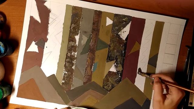 Рисуем абстрактную(декоративную) композицию.Абстрактная композиция в темных тонах. смотреть онлайн