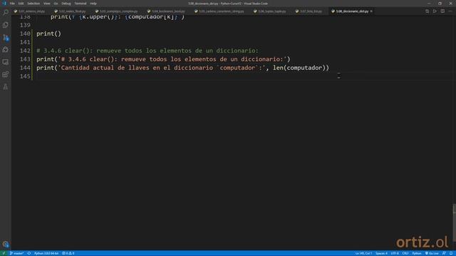 Python Curso V2: 85 Remover Todos los Elementos de un Diccionario con el Método clear() смотреть онлайн