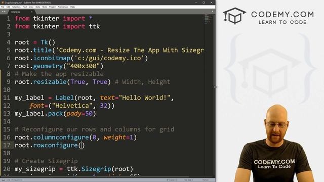 How To Resize Your App With The Sizegrip Widget - Python Tkinter GUI Tutorial #167 смотреть онлайн