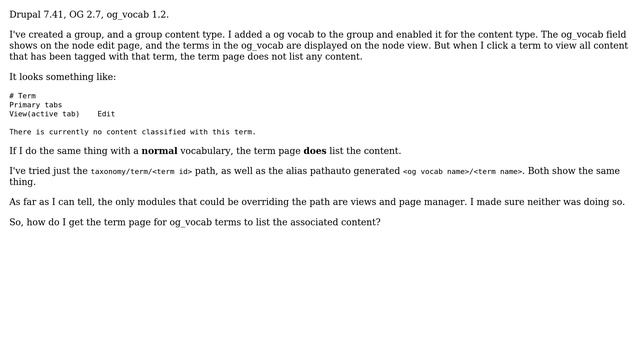 Drupal: Why do OG Vocabulary terms not list content? смотреть онлайн