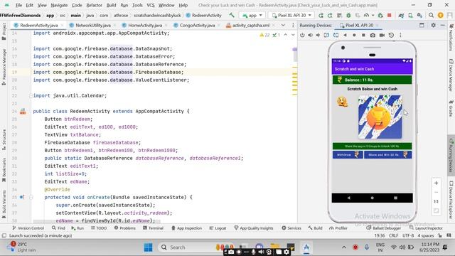 scratch and earn app Android Studio using java, Firebase Database смотреть онлайн