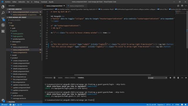 Autenticación JWT con Angular, Springboot y MongoDB: parte 9: Menu смотреть онлайн
