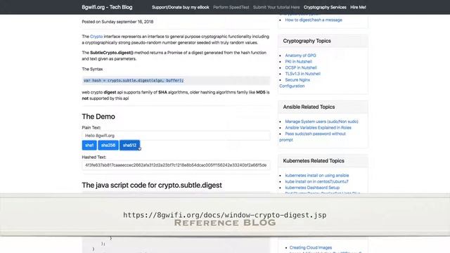 web crypto tutorial digest hashing example смотреть онлайн