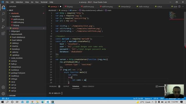 CRUD display data dinamis dari database mariadb dengan node.js смотреть онлайн