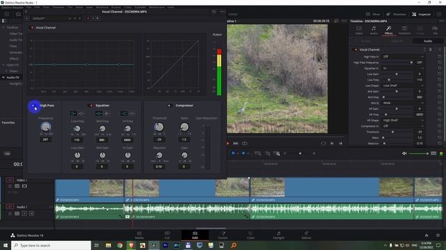 Wind Noise reduction (Davinci Resolve, Vocal channel, High pass) смотреть онлайн