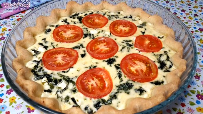Киш со шпинатом и брынзой. Очень вкусное тесто и нежнейшая начинка. Легкий полезный пирог. смотреть онлайн