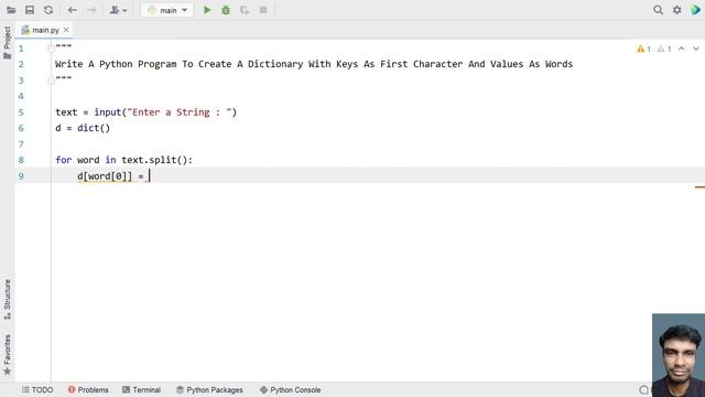 Write A Python Program To Create A Dictionary With Keys As First Character And Values As Words смотреть онлайн