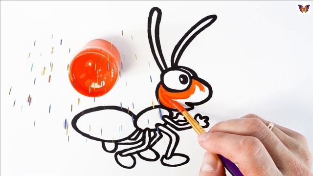 Как нарисовать и раскрасить ИГРУШЕЧНОГО МУРАВЬЯ, раскраска ИГРУШКА МУРАВЕЙ. Раскраски Малышам. смотреть онлайн