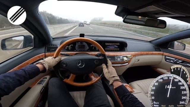 Mercedes S600 V12 W221 максимальная скорость автобан POV