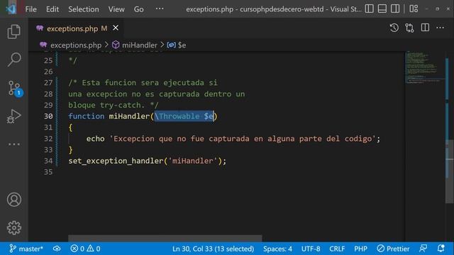 Excepciones en PHP | set_exception_handler() en PHP смотреть онлайн