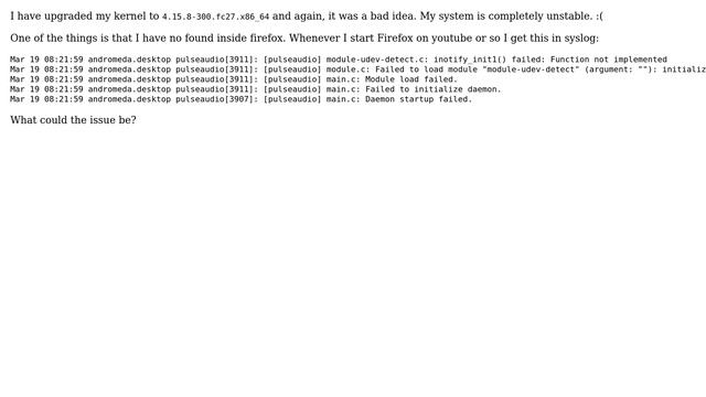 Unix & Linux: Pulseaudio cannot load module after kernel upgrade смотреть онлайн