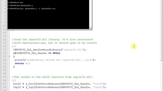 Compile lpthandler.c (Using MinGW in Windows XP/7) смотреть онлайн