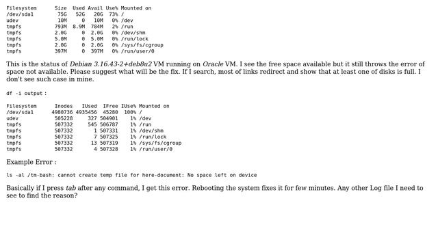 Unix & Linux: No free space left (inode shortage) смотреть онлайн