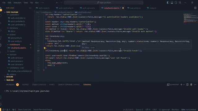 18 - Typescript with TypeORM || IsAuthenticated middleware JWT смотреть онлайн