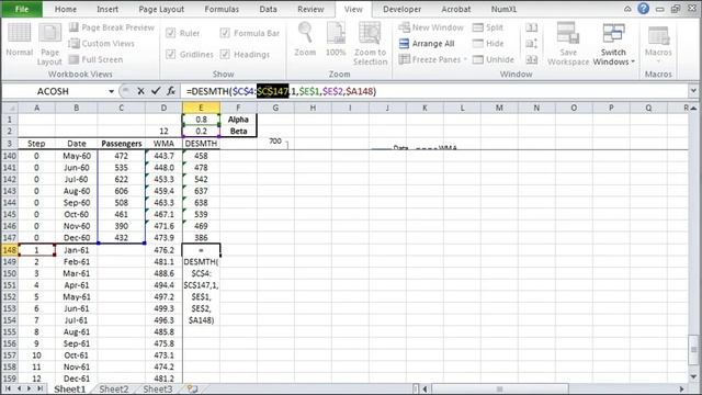 Tutorial - Holt-Winters' double exponential smoothing in Excel смотреть онлайн