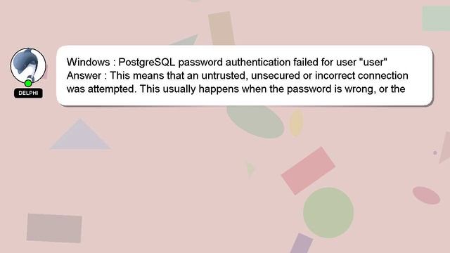 Windows : PostgreSQL password authentication failed for user "user" смотреть онлайн