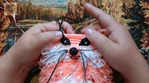 Игрушка-мочалка крючком. Лиса. 3 часть. Голова глазки и лапки.