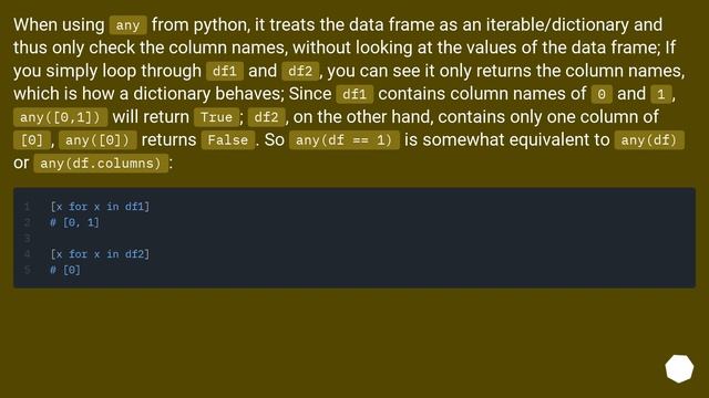 Inconsistent behavior of any(df == value) on pandas dataframe смотреть онлайн