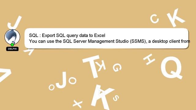 SQL : Export SQL query data to Excel смотреть онлайн
